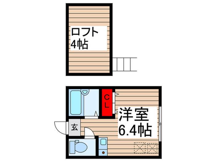 ミルプラージュ(ワンルーム/2階)の間取り写真