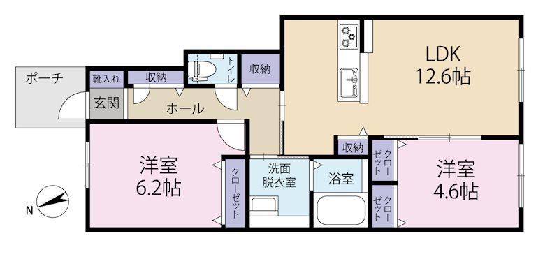 グレイスコート佐鳴台(2LDK/1階)の間取り写真