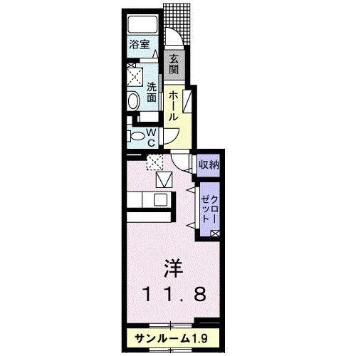 ラテルネ(ワンルーム/1階)の間取り写真