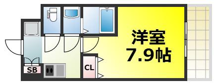 スプランディッド難波(1K/6階)の間取り写真