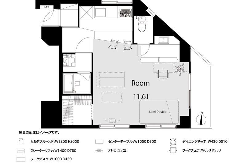 アトラス大山(ワンルーム/8階)の間取り写真