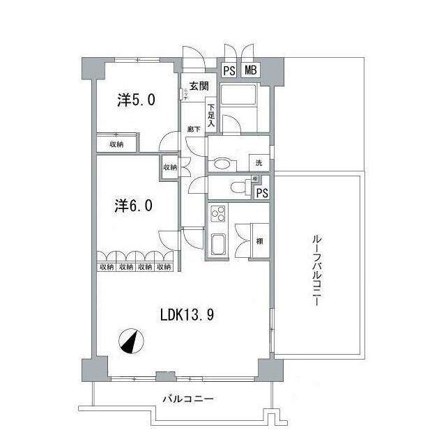 アイビハイツ南品川(2LDK/12階)の間取り写真