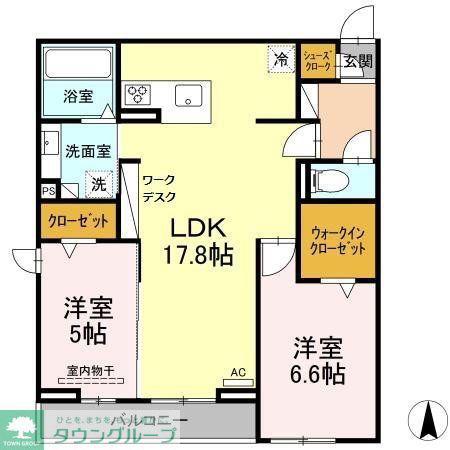 フューカスト(2LDK/3階)の間取り写真