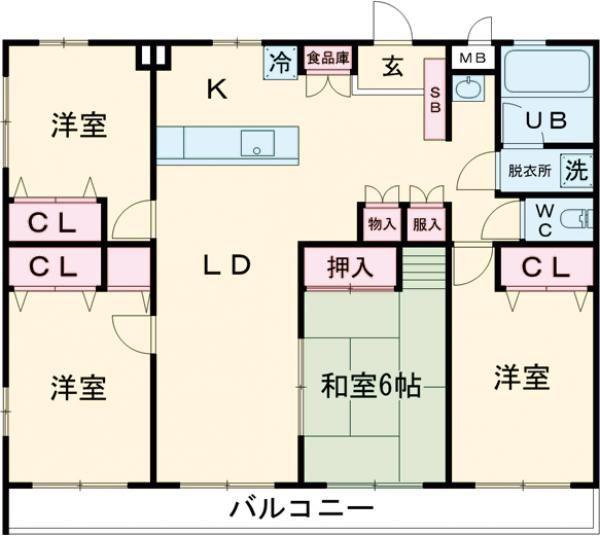 メイプル・コート(4LDK/5階)の間取り写真
