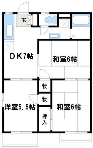 カーサホワイト(3DK/2階)の間取り写真