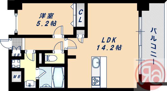 ベルンガーデン上本町(1LDK/2階)の間取り写真
