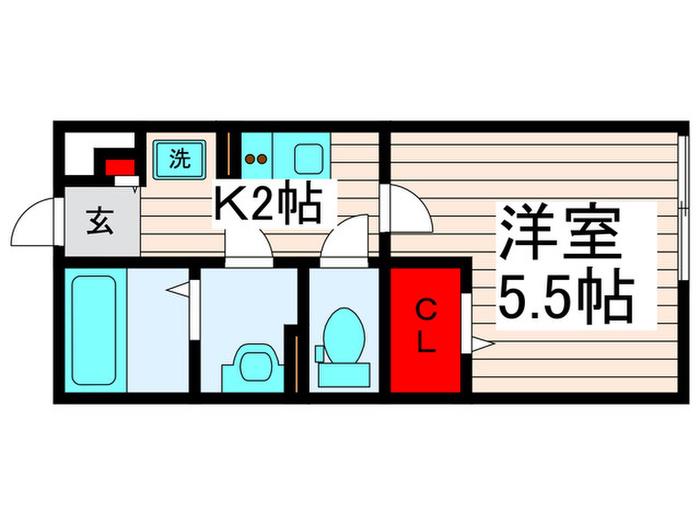 グレイス高野II(1K/1階)の間取り写真