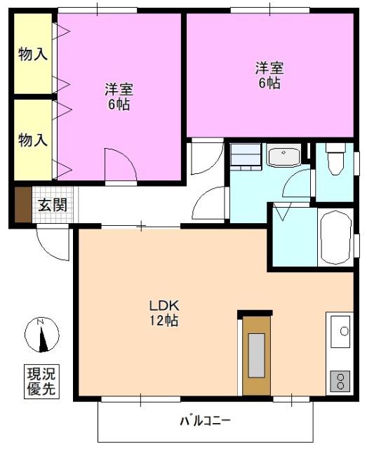 ハイランドタウンB/D(2LDK/1階)の間取り写真