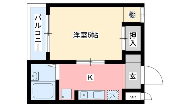 サニーハイツ(1K/1階)の間取り写真