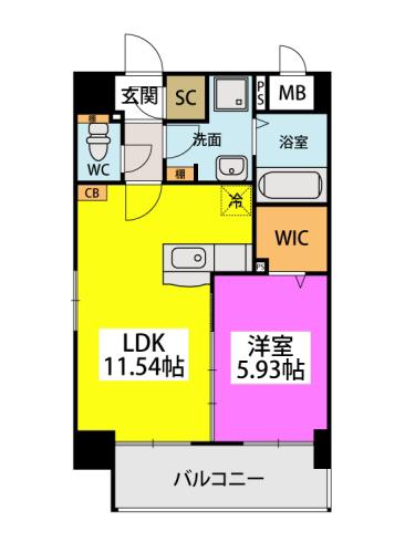 B REGIS(1LDK/8階)の間取り写真