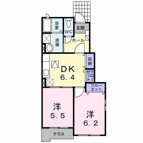 ガーデンハウス夢ヶ丘A(2DK/1階)の間取り写真