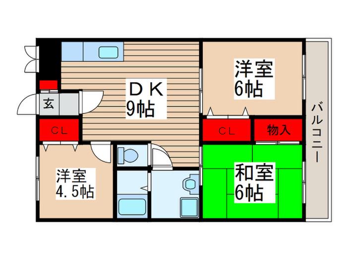 クレスト流山(3DK/3階)の間取り写真