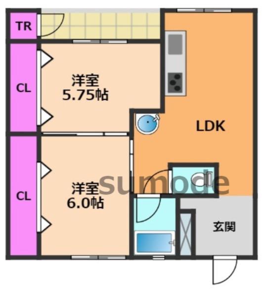 城第一マンション(2DK/2階)の間取り写真