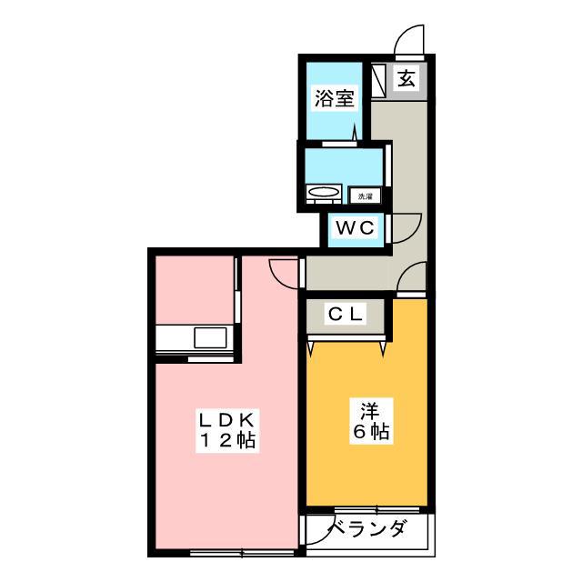 アニマリート峰(1LDK/2階)の間取り写真