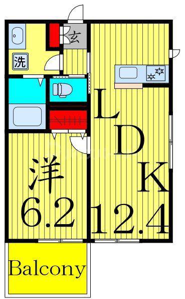 足立区中央本町3丁目(1LDK/2階)の間取り写真