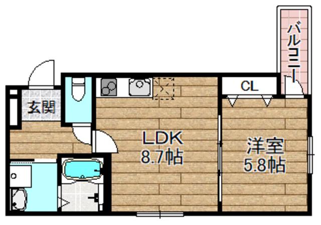 ウインドコート上本町(1LDK/3階)の間取り写真