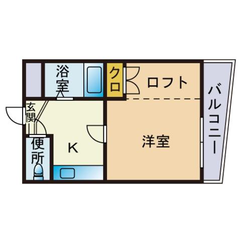 プレアライト(1K/2階)の間取り写真