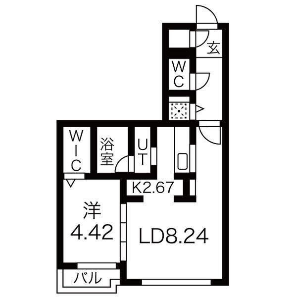 ブランキューブ612(1LDK/1階)の間取り写真