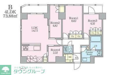 クレストコート東池袋(4LDK/2階)の間取り写真