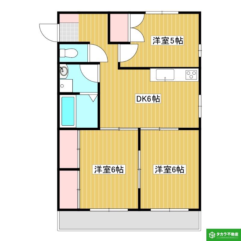 タウンビル(3DK/4階)の間取り写真