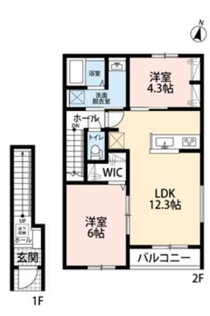 リーブルファイン草加両新田Ⅱ(2LDK/2階)の間取り写真