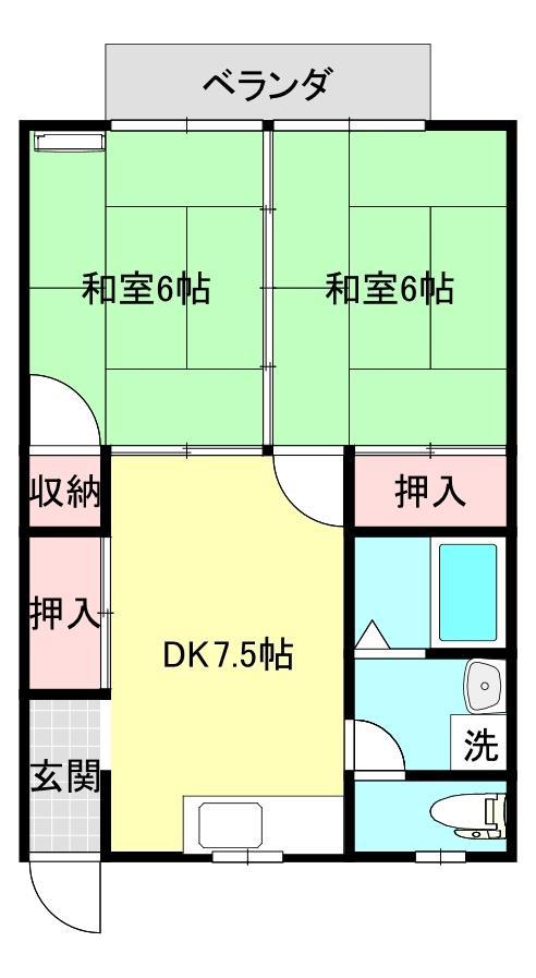 パンプキンハウス(2DK/2階)の間取り写真