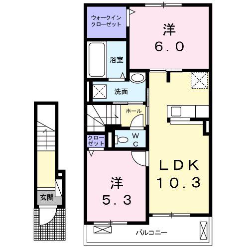 リヴ フリーリ(2LDK/2階)の間取り写真