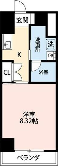 フローラ供米田(1K/3階)の間取り写真