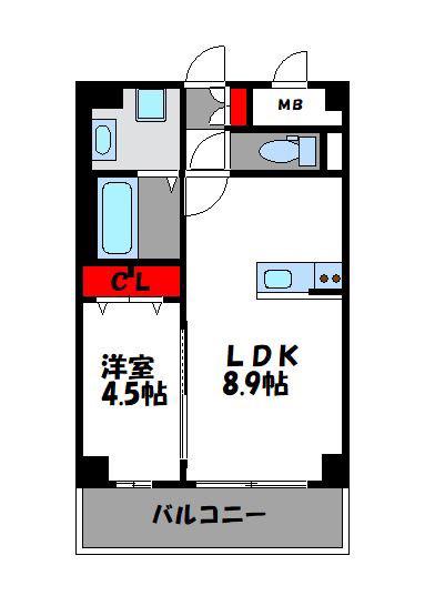 エルヴィータ箱崎(1LDK/3階)の間取り写真