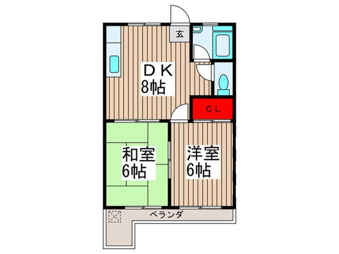 国寿マンション(2DK/2階)の間取り写真