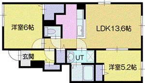 ミルグラースII(2LDK/1階)の間取り写真
