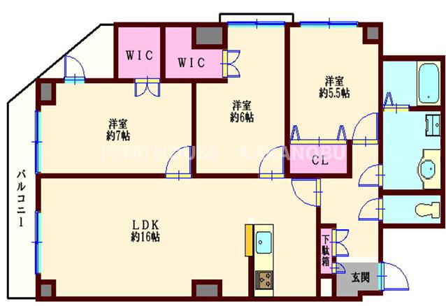 マンション麻布コート(3LDK/4階)の間取り写真