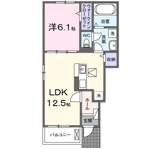 ヒカルサ船橋小室ノース(1LDK/1階)の間取り写真