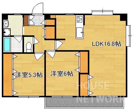 エイトブリッジウエスト(2LDK/2階)の間取り写真