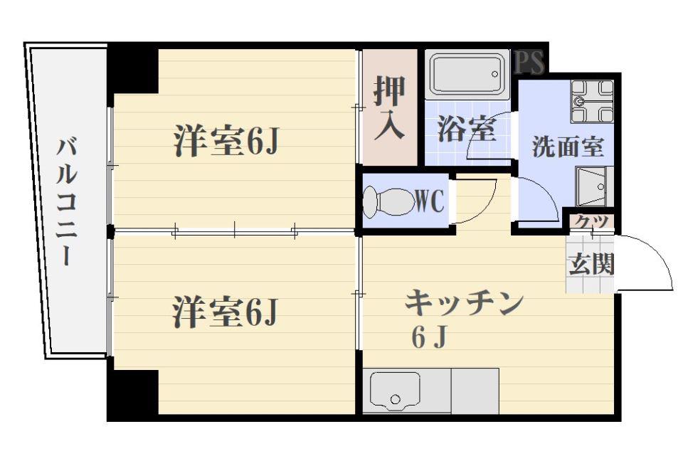 夏迫マンション(2DK/3階)の間取り写真
