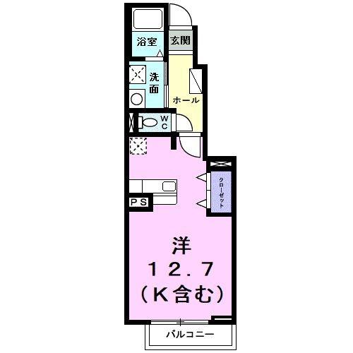 シリウス(ワンルーム/1階)の間取り写真