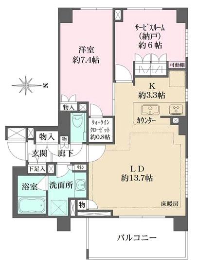 ベリスタ四谷大京町(2LDK/1階)の間取り写真