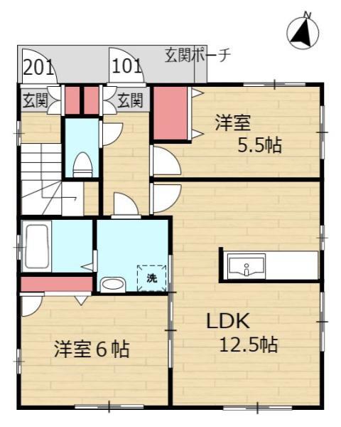 KEIソレーユ(2LDK/1階)の間取り写真
