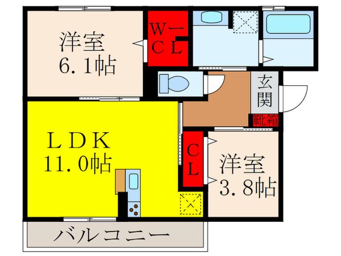 エクセレント曙川東II(2LDK/1階)の間取り写真