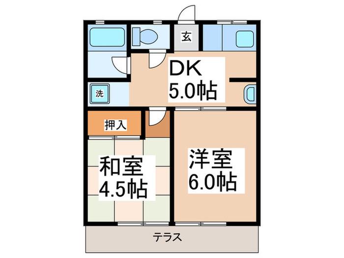 シティハイムOHHATA(2DK/1階)の間取り写真