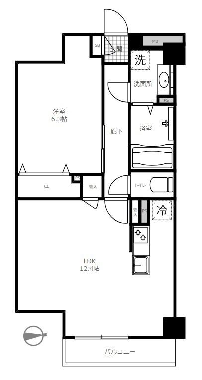 ドメーヌ神楽坂(1LDK/1階)の間取り写真