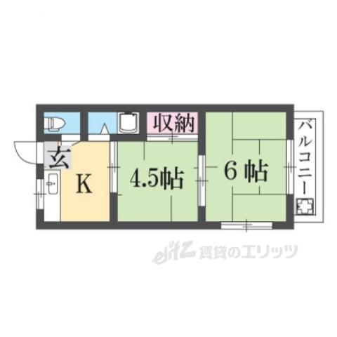 ウエストヒルズ御堂(2K/3階)の間取り写真