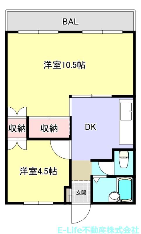シャトレー新地(2DK/1階)の間取り写真