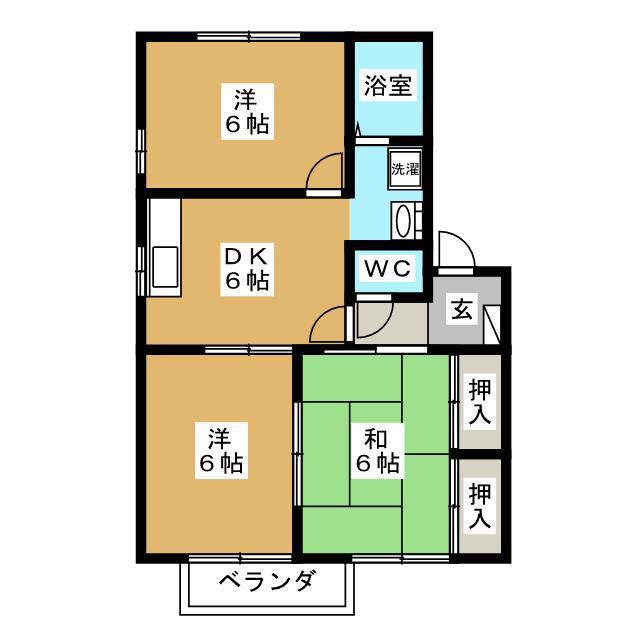 サンハイム東大垣 A(3DK/2階)の間取り写真