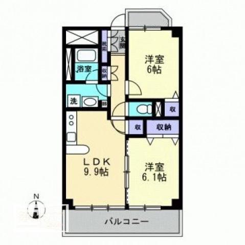 カーサフィオーレ西市駅前(2LDK/7階)の間取り写真