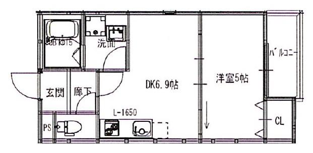 RAD福町(1DK/2階)の間取り写真