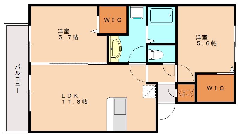 D-ROOMラパン(2LDK/2階)の間取り写真