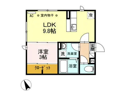 Mブラッド(1LDK/2階)の間取り写真