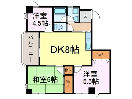 ホシノレジデンスA(3DK/2階)の間取り写真