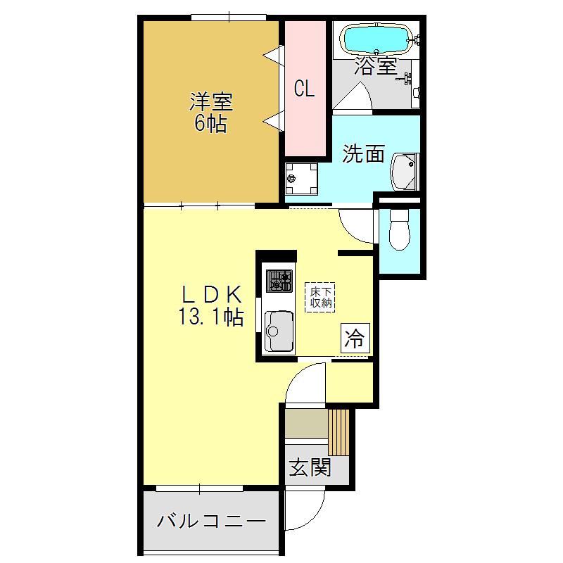 ラルカンシエル II(1LDK/1階)の間取り写真